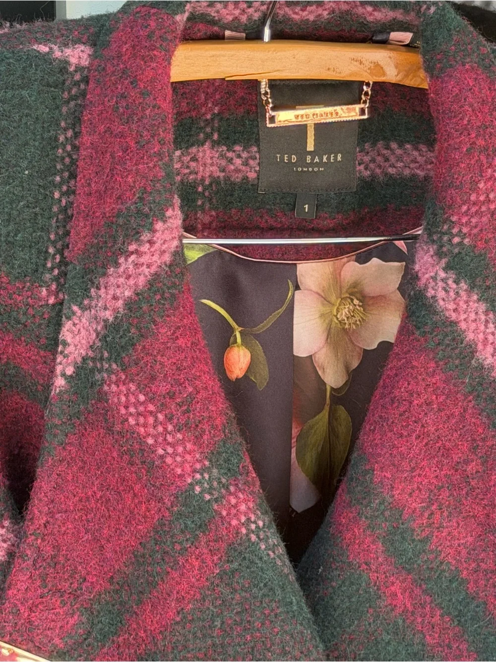 Ted Baker Plaid Belted Wrap Coat – Wool Blend size 1 US size 4